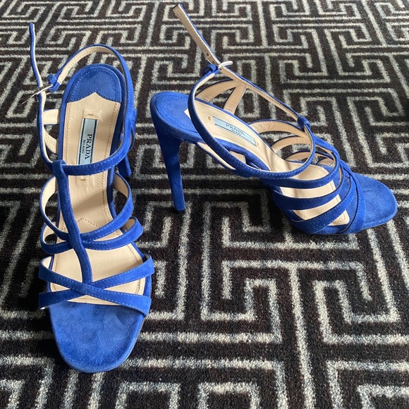 Prada Shoes Brand New Never Worn Prada Heels In Royal Blue